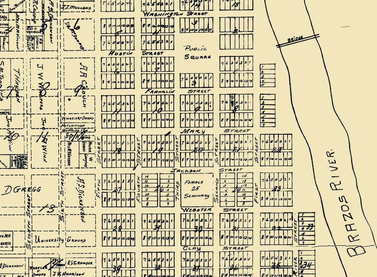 1869 Map of Waco Texas