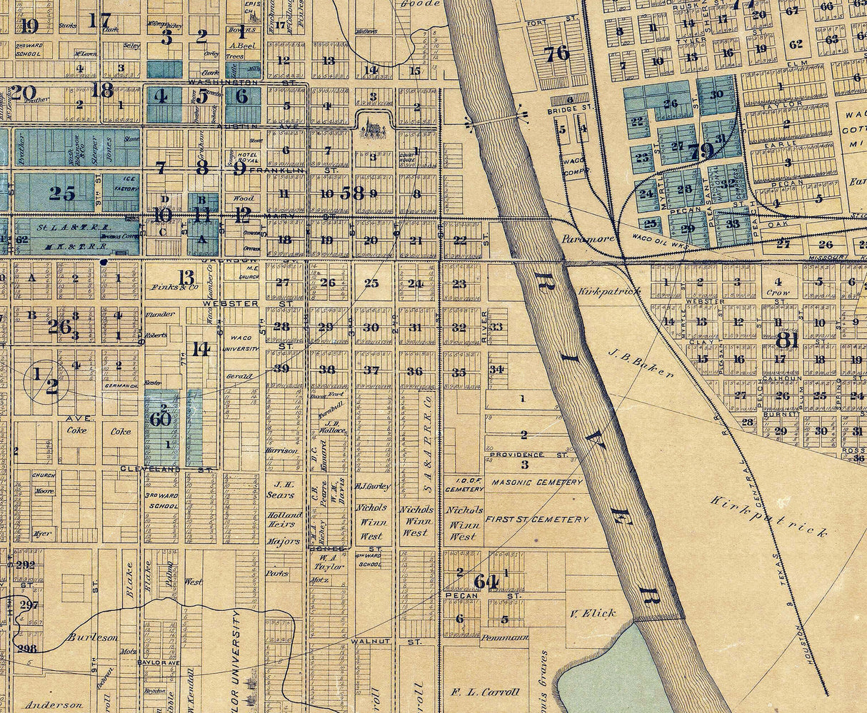 1891 Map of Waco Texas