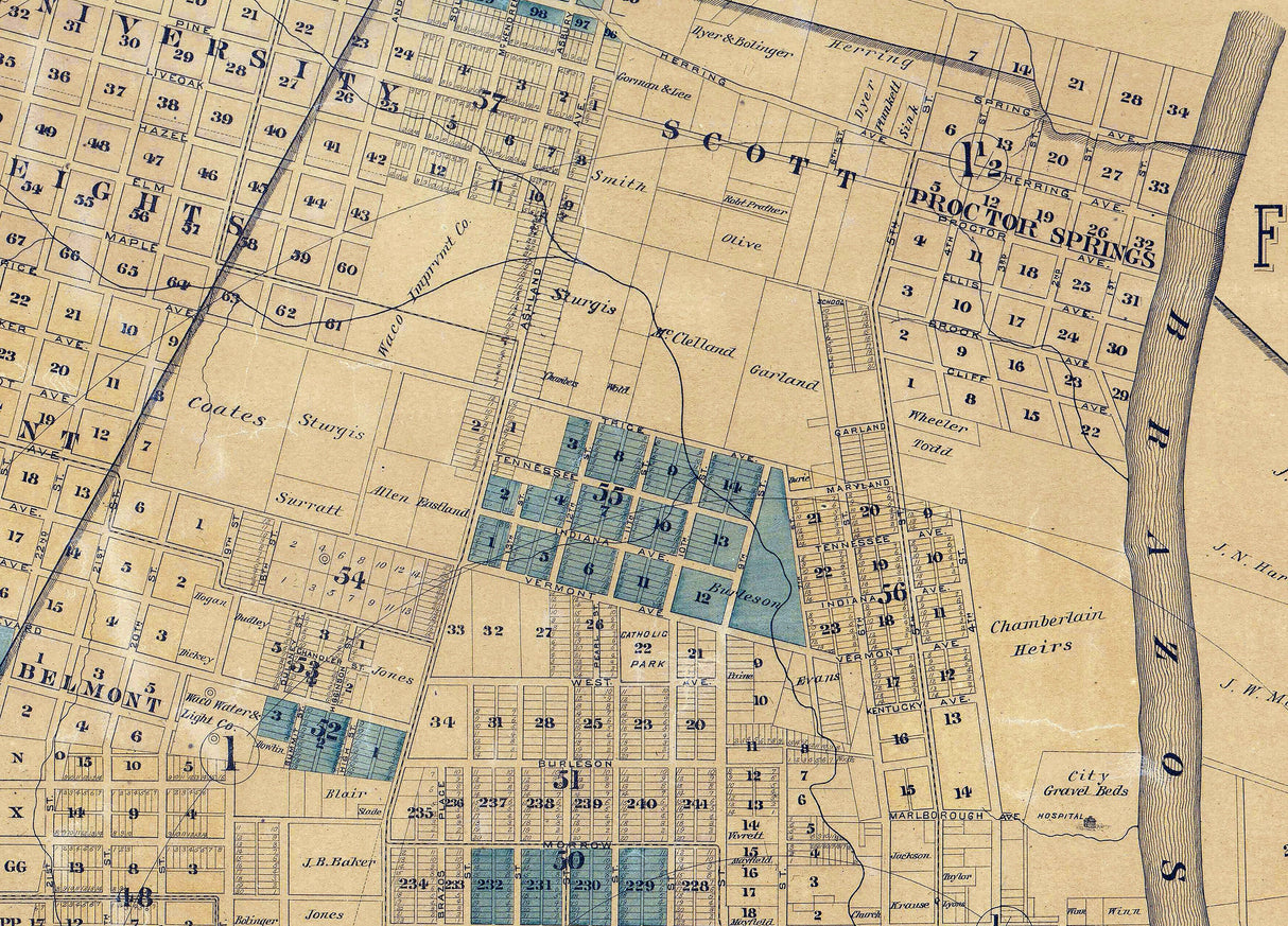 1891 Map of Waco Texas