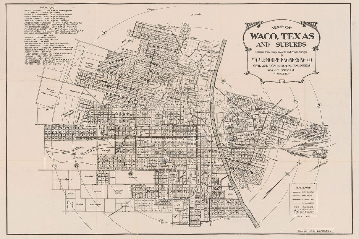 1913 Map of Waco Texas
