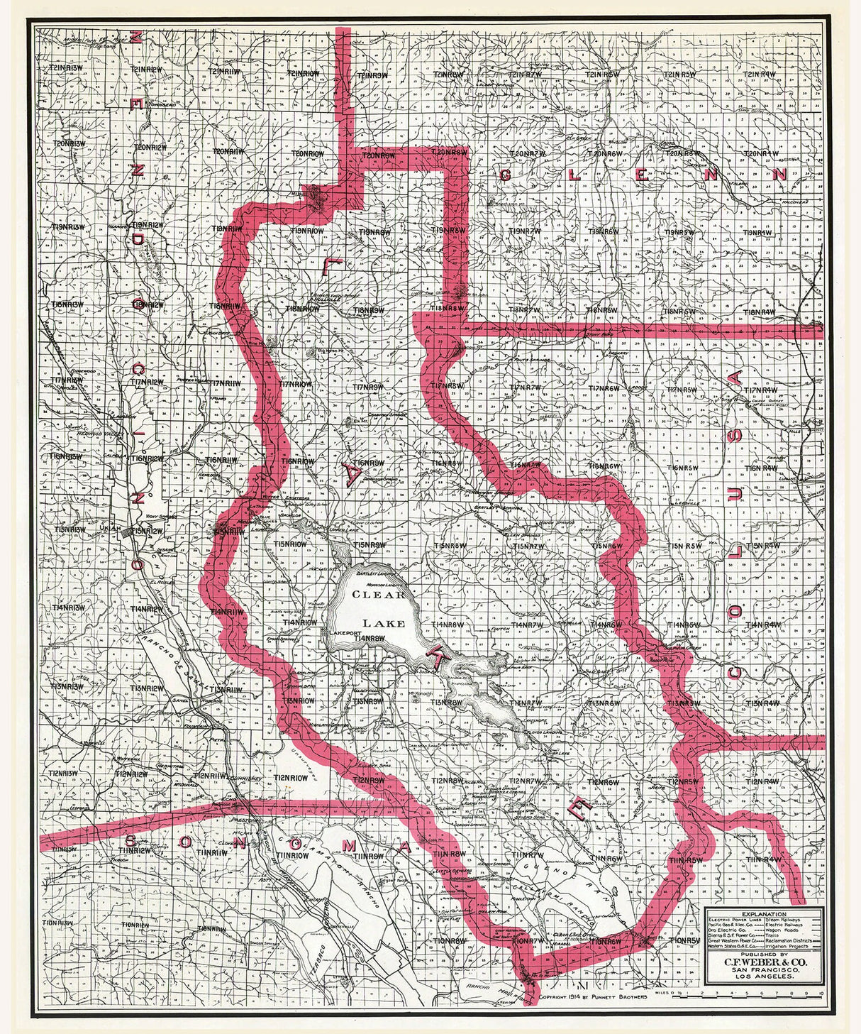 1914 Map of Lake County California