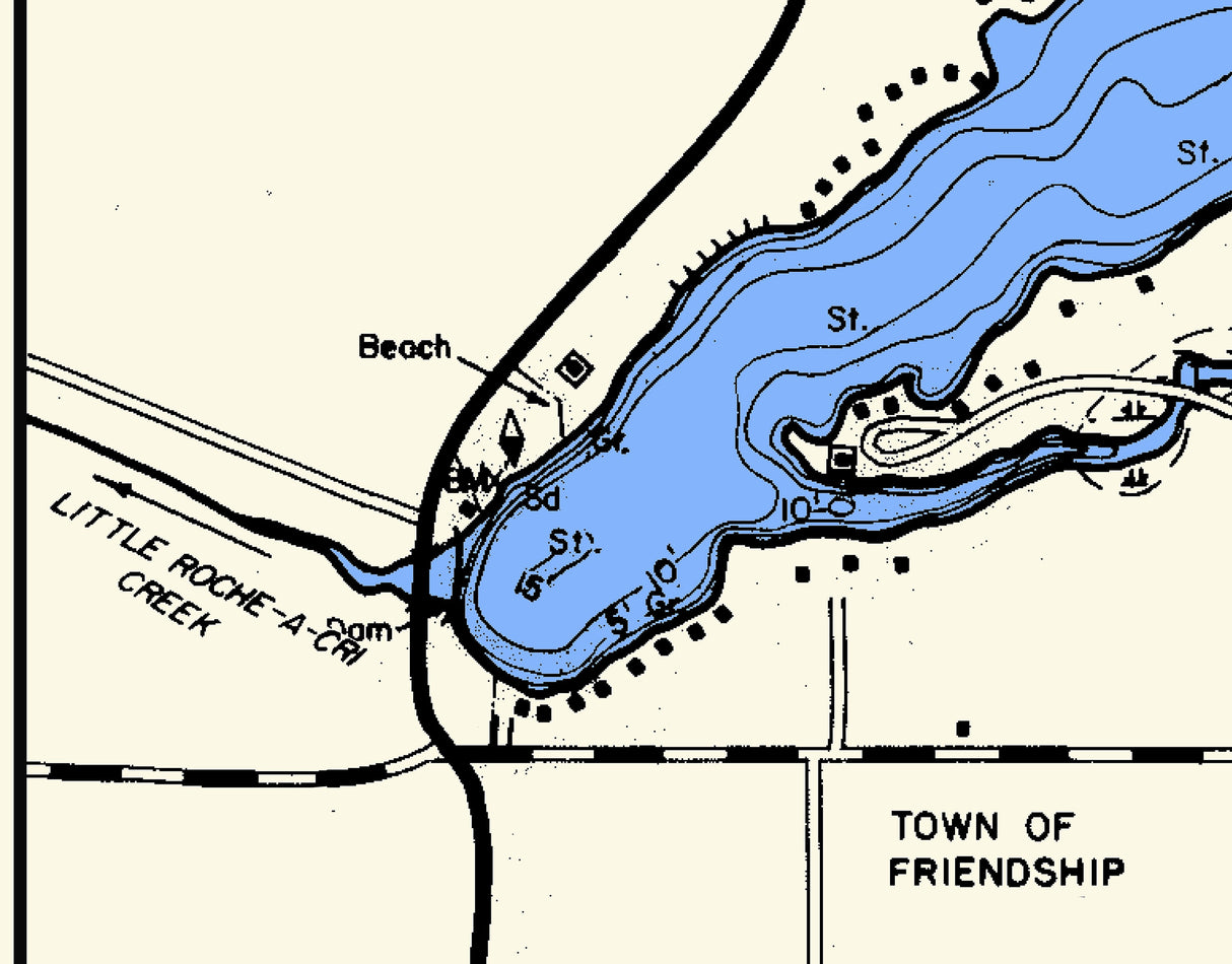 1965 Map of Friendship Lake Adams County Wisconsin