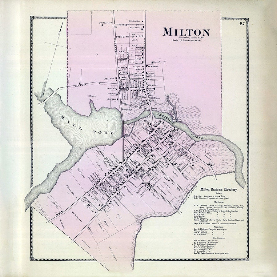 1868 Map of Milton Sussex County Delaware