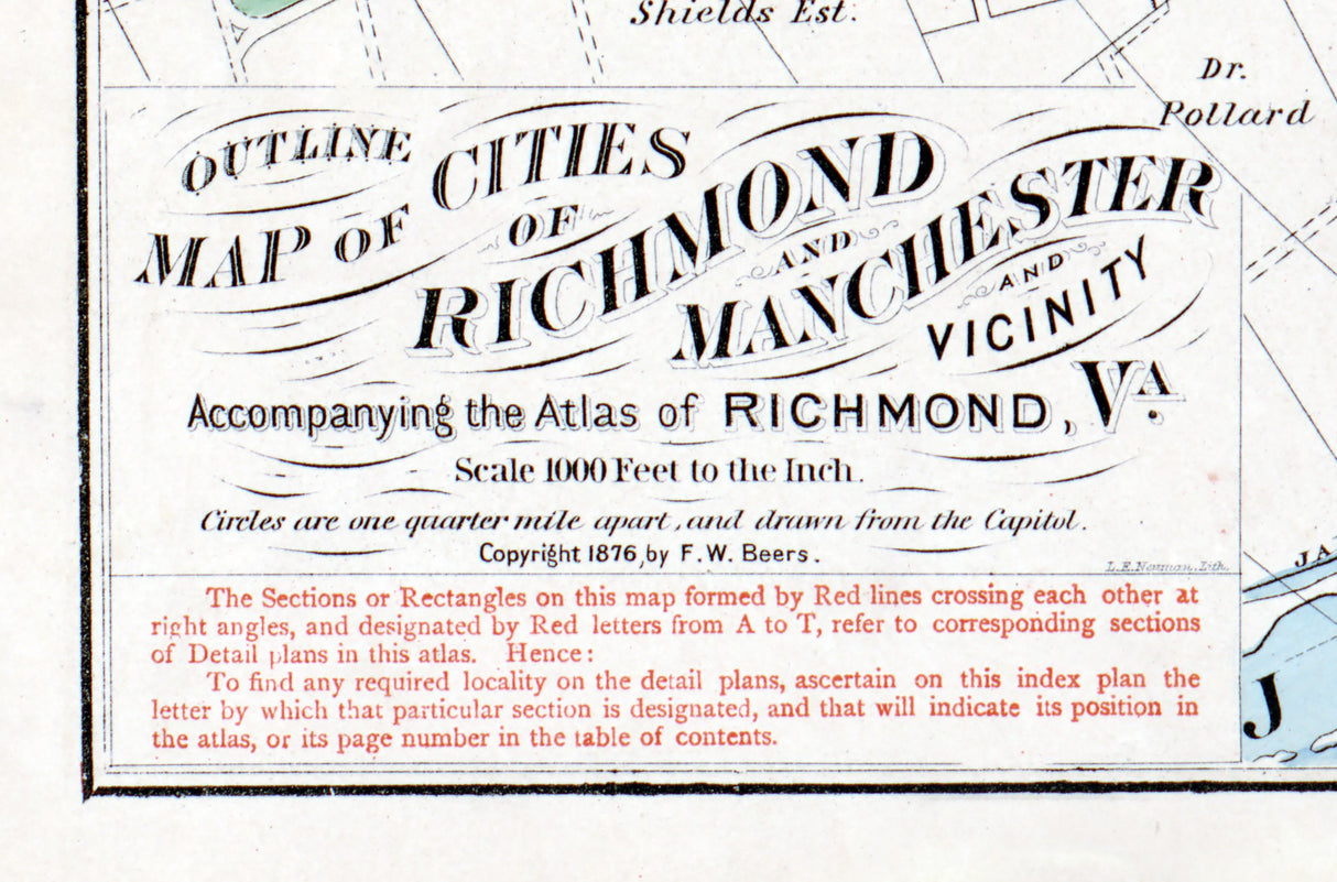 1877 Map of Richmond Virginia and Manchester