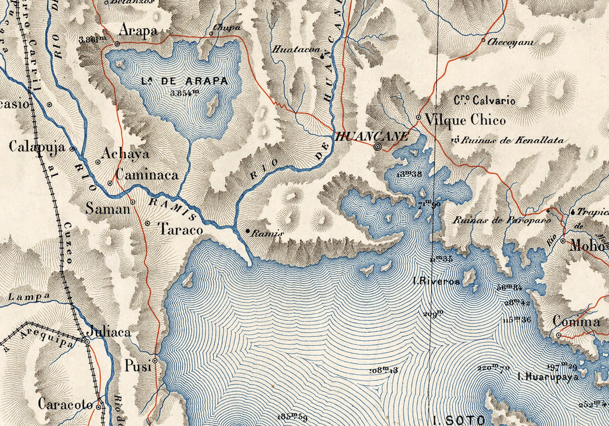 1893 Map of Lake Titicaca Peru and Bolivia