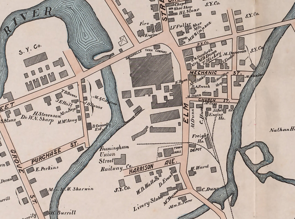 1895 Map of Saxonville Massachusetts