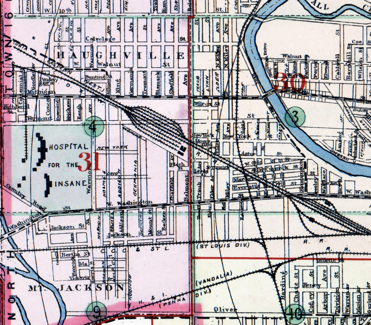 1908 Map of Indianapolis Indiana