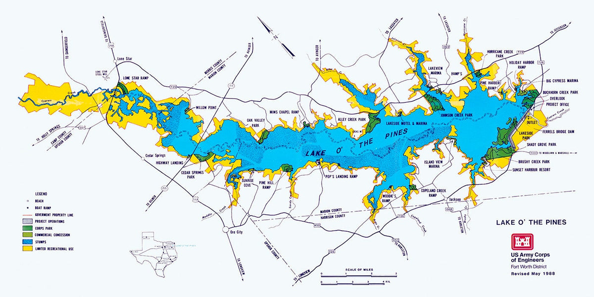 1988 Map of Lake O the Pines Texas – Genealogical Surveyor