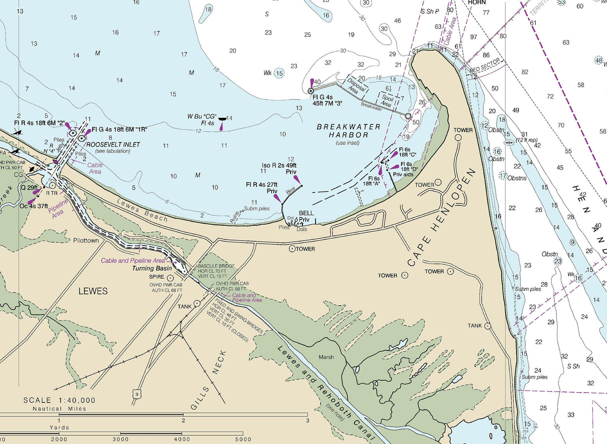 2022 Nautical Chart of Cape Henlopen to Indian River Inlet