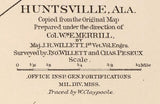 1865 Town Map of Huntsville Alabama