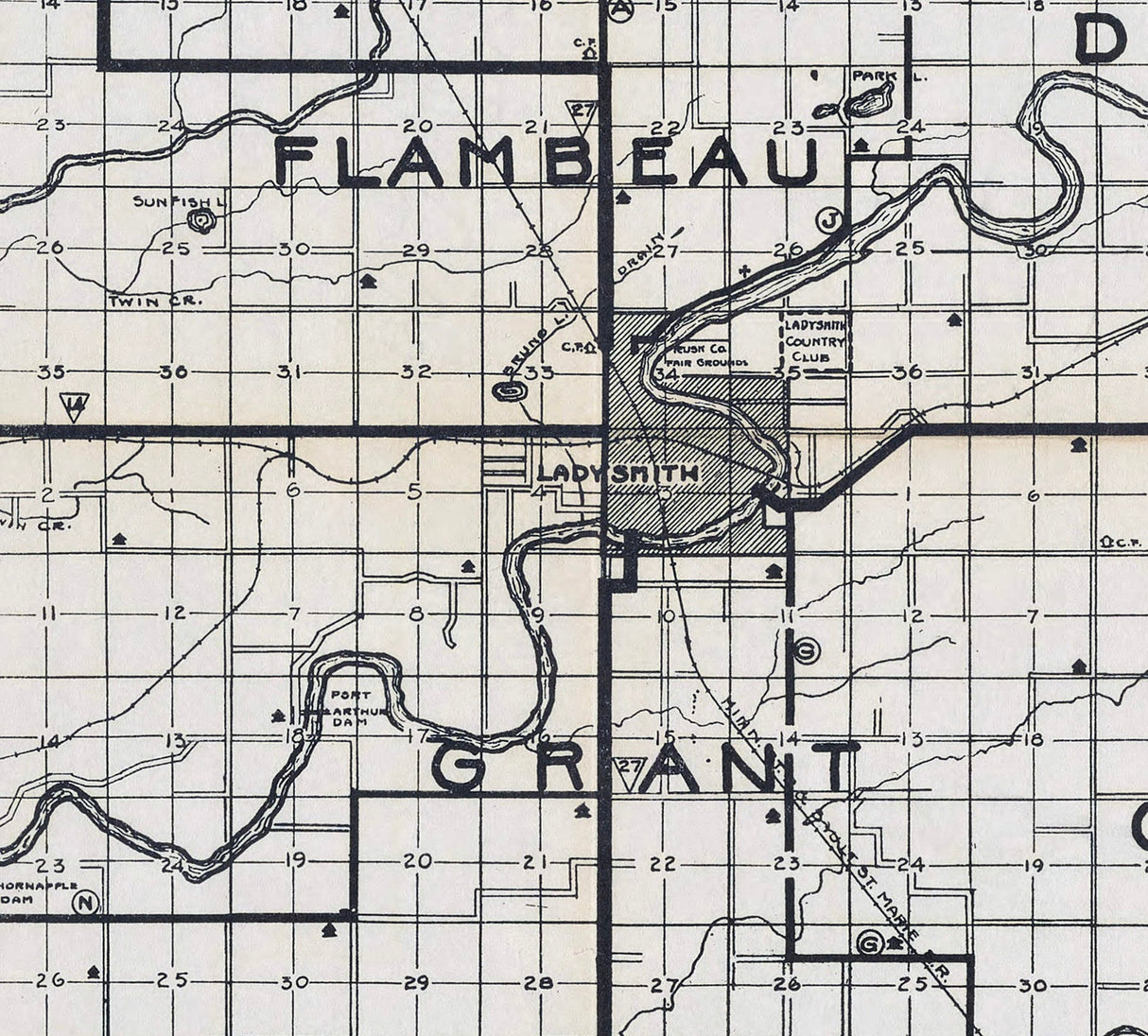 1925 Map of Rusk County Wisconsin