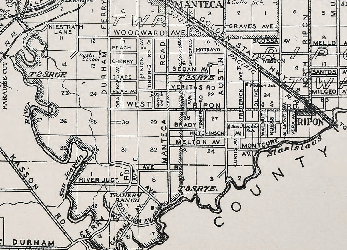 1928 Map of San Joaquin County California