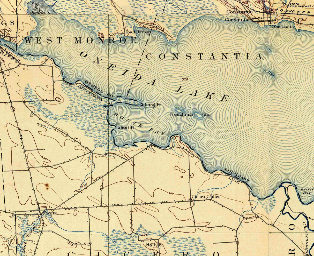 1895 Map of Oneida Lake New York