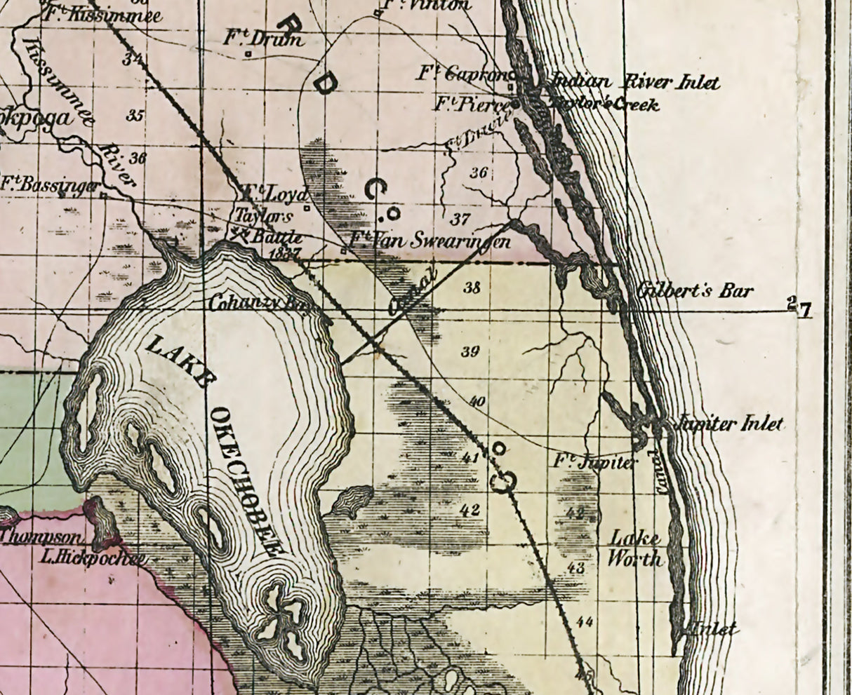 1874 Map of the State of Florida