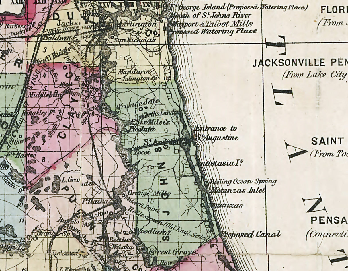 1874 Map of the State of Florida