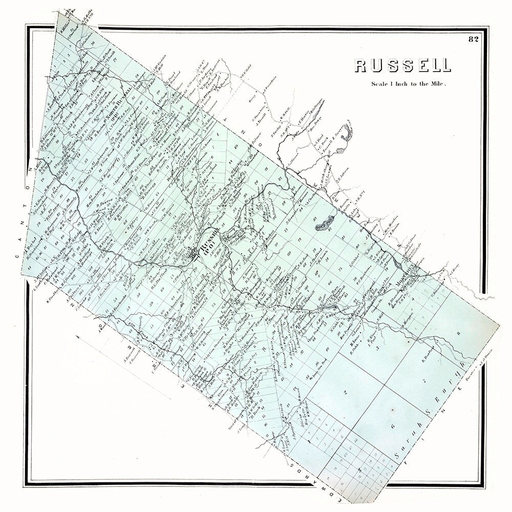 1865 Map of Russell Township St Lawrence County New York