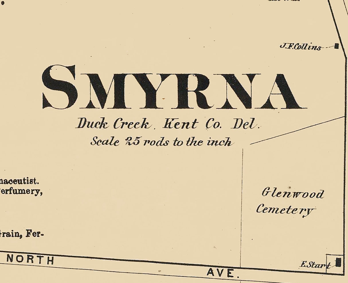 1868 Map of Smyrna Kent County Delaware