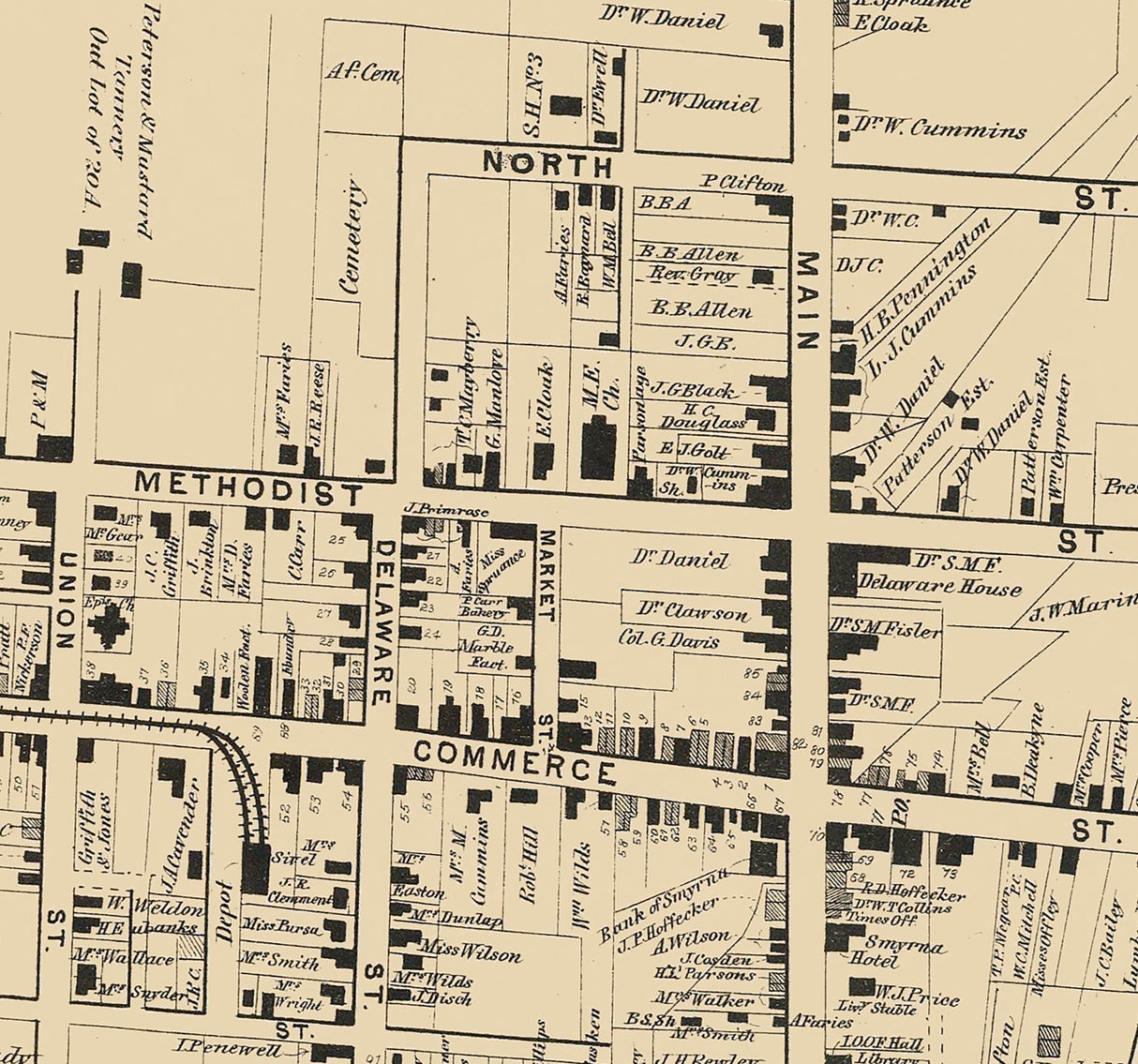 1868 Map of Smyrna Kent County Delaware