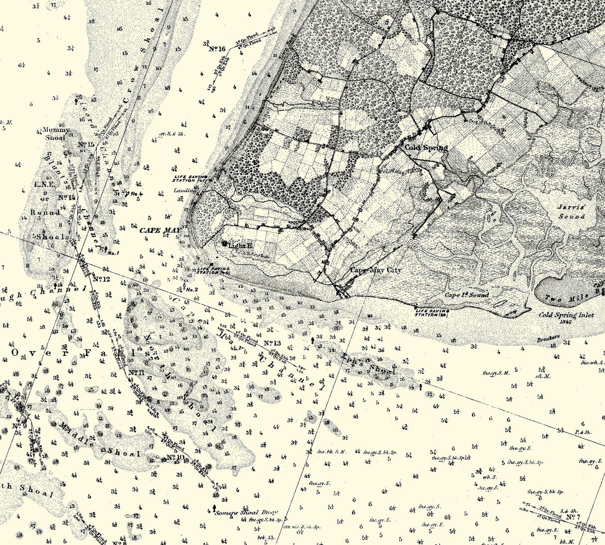 1881 Nautical Chart of Delaware Entrance