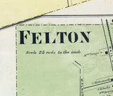 1868 Map of Camden and Felton Kent County Delaware