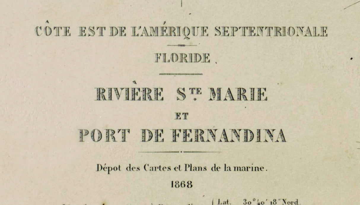 1868 Map of Amelia Island Fernandina Beach Florida