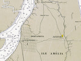 1868 Map of Amelia Island Fernandina Beach Florida