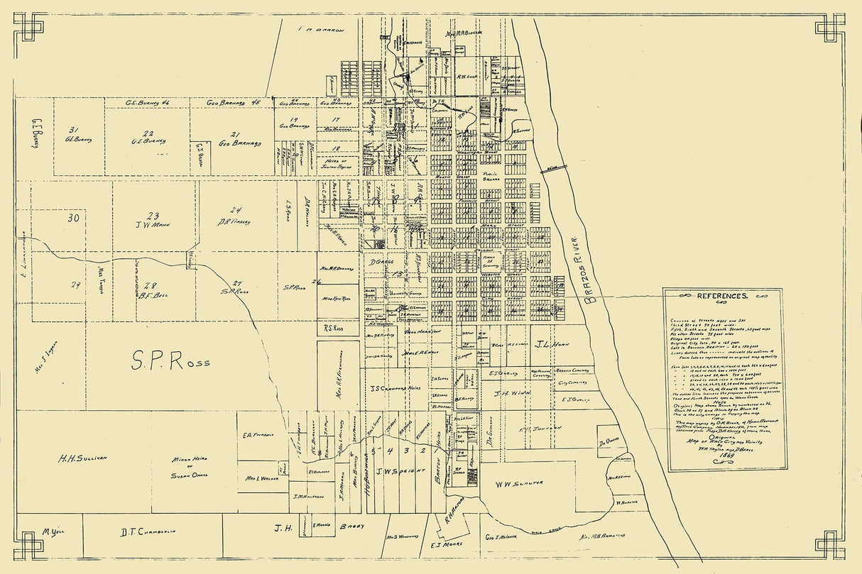 1869 Map of Waco Texas