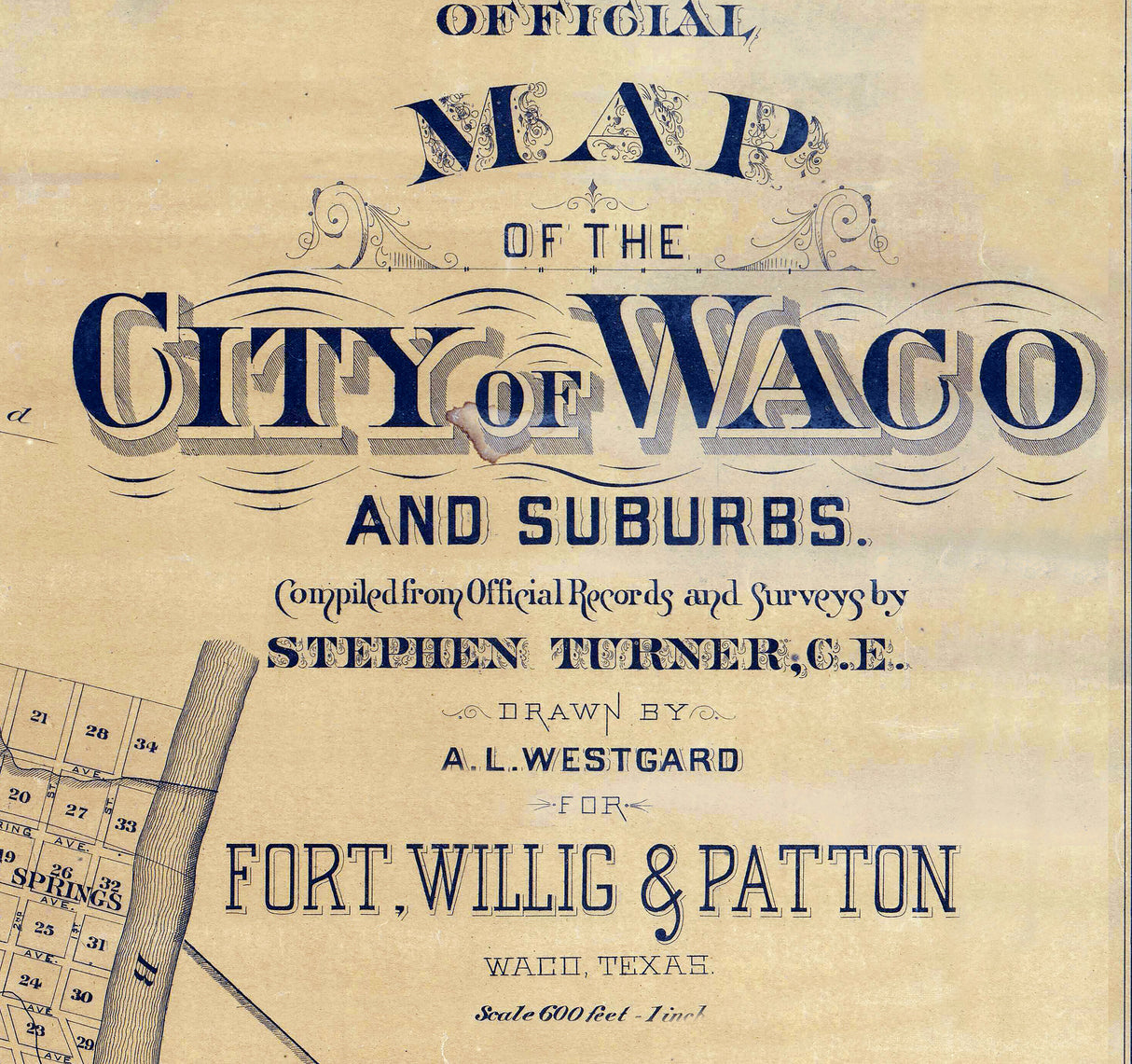 1891 Map of Waco Texas