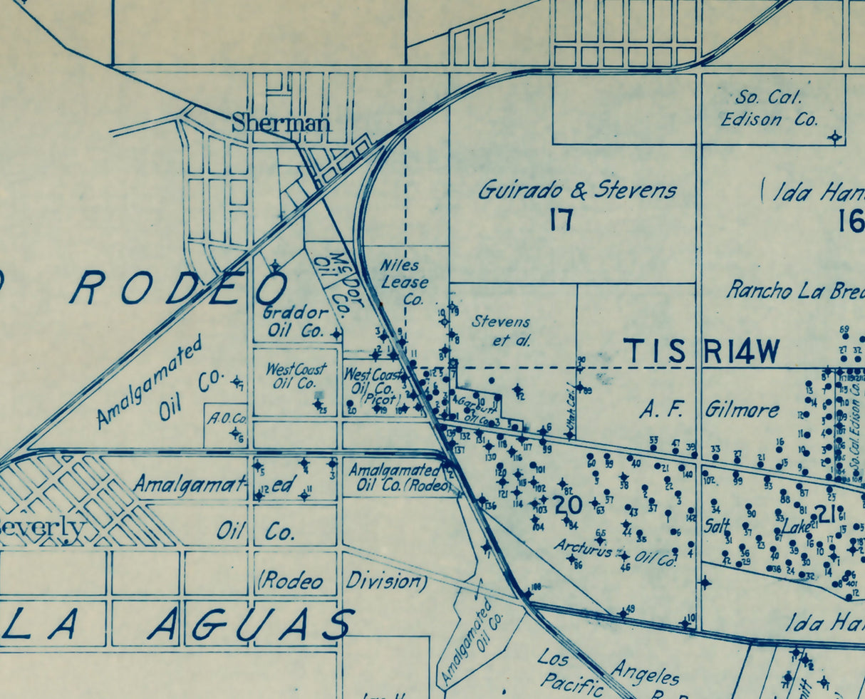 1919 Map of Salt Lake Oil Field Los Angeles County California