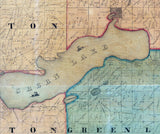 1860 Farm Line Map of Green Lake County Wisconsin