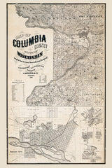 1861 Farm Line Map of Columbia County Wisconsin