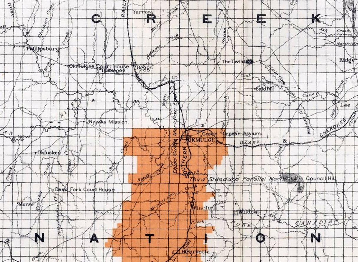 1902 Map of the Creek and Seminole Nations Indian Territory