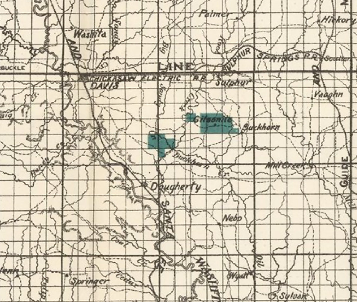 1903 Map of Chickasaw Nation Indian Territory