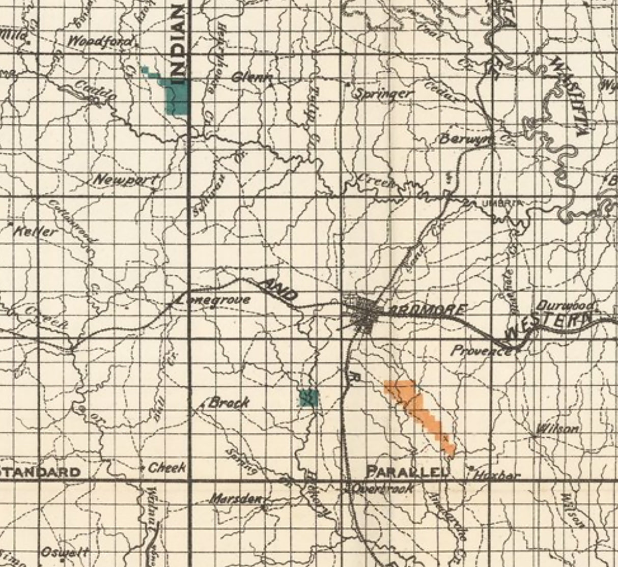 1903 Map of Chickasaw Nation Indian Territory