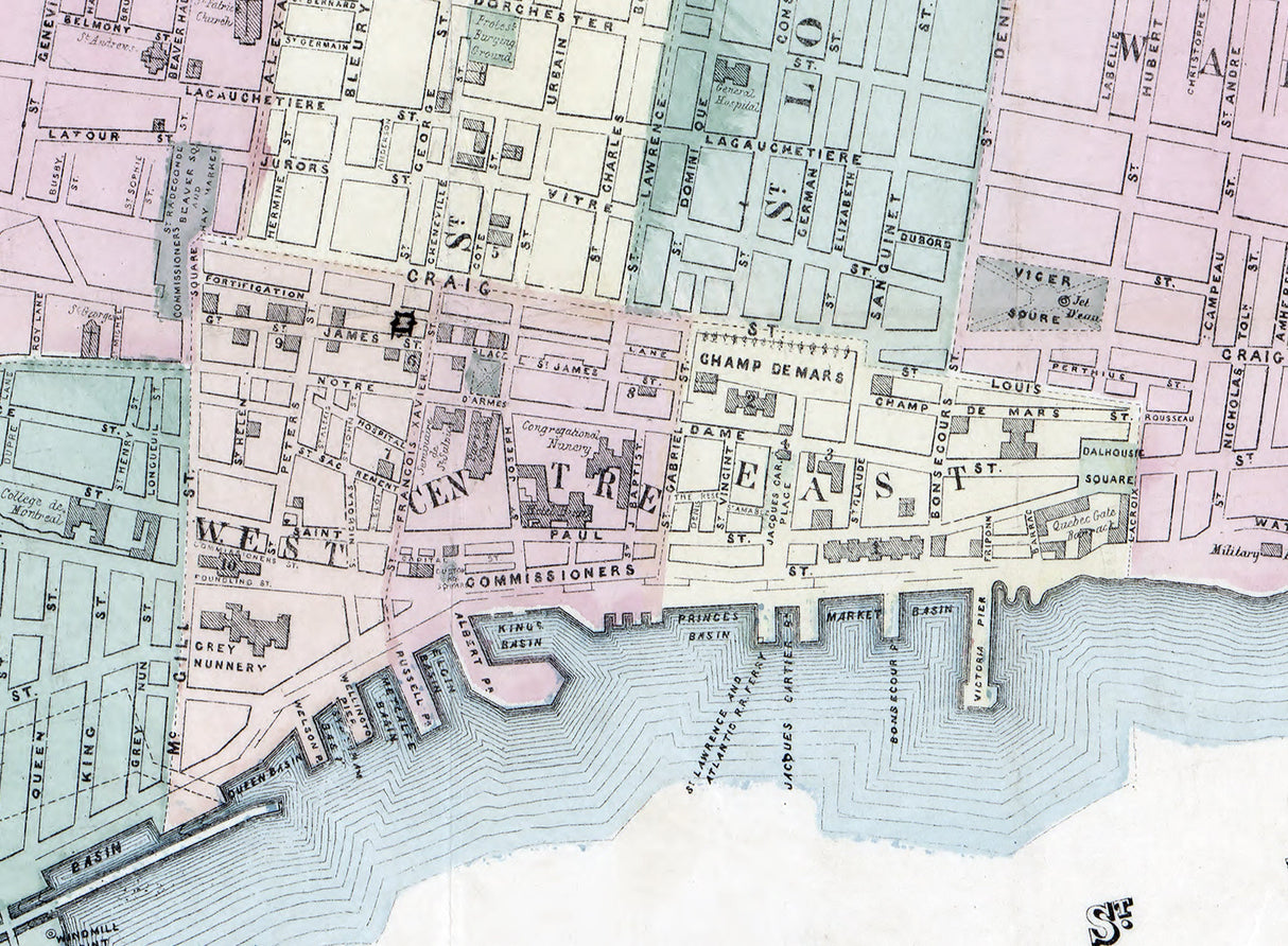 1863 Map of Montreal Canada