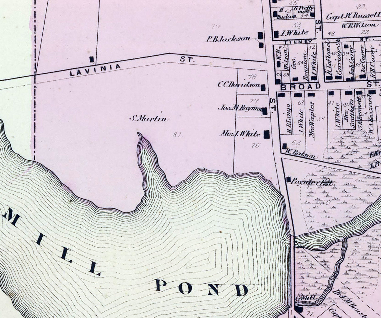 1868 Map of Milton Sussex County Delaware