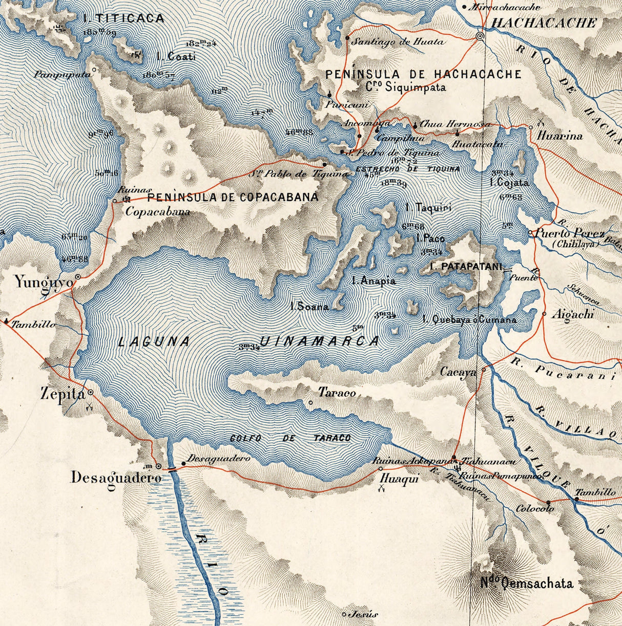 1893 Map of Lake Titicaca Peru and Bolivia