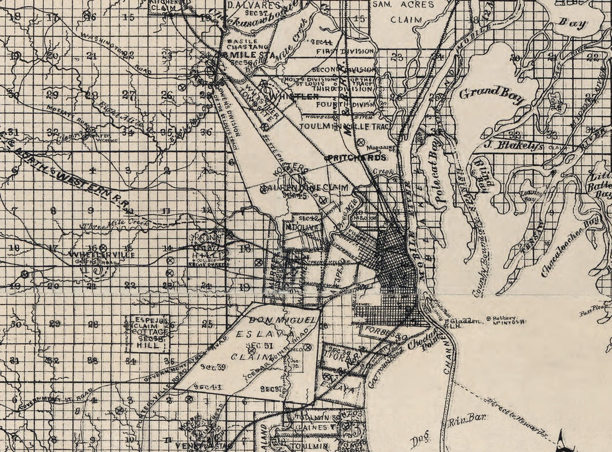 1895 Map of Mobile County Alabama