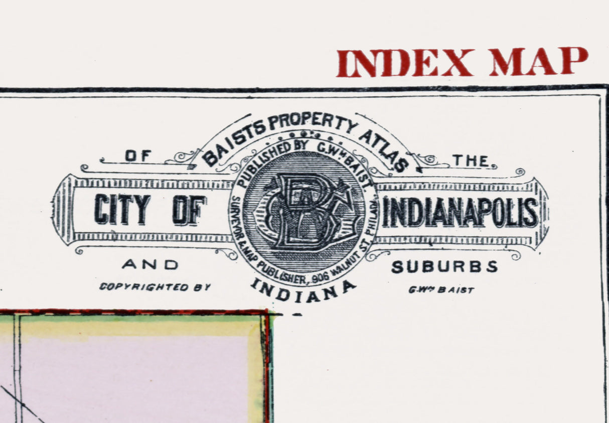 1908 Map of Indianapolis Indiana