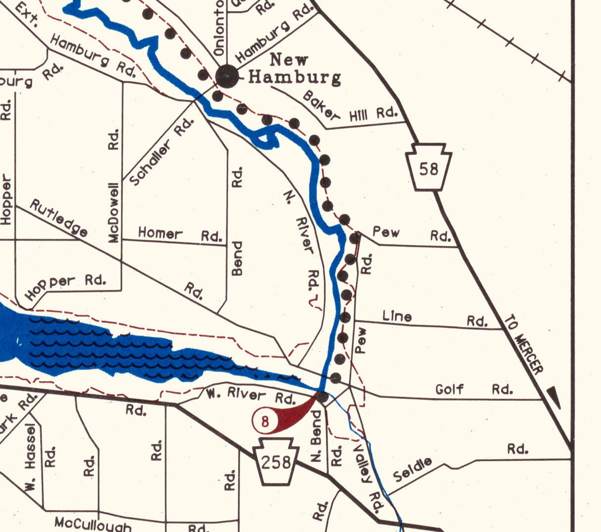 1995 Map of Shenango Lake Pennsylvania and Ohio