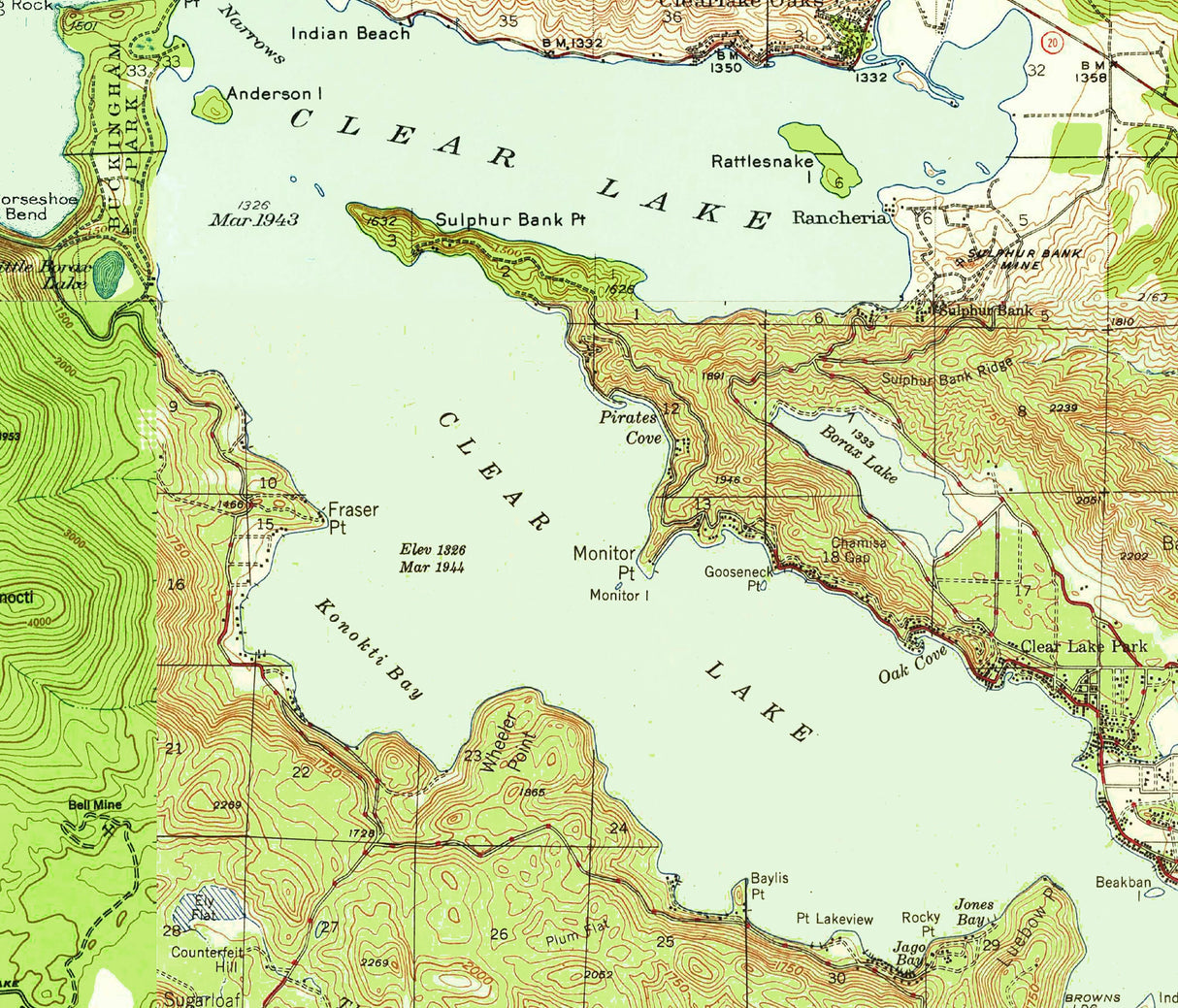 1938 Map of Clear Lake California