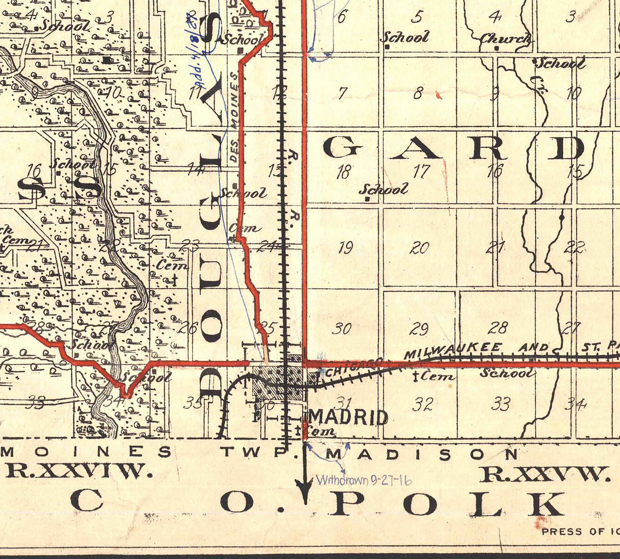 1913 Map of Boone County Iowa