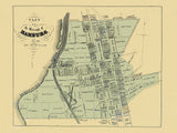 1860 Town Map of Hamburg Berks County Pennsylvania