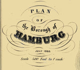 1860 Town Map of Hamburg Berks County Pennsylvania