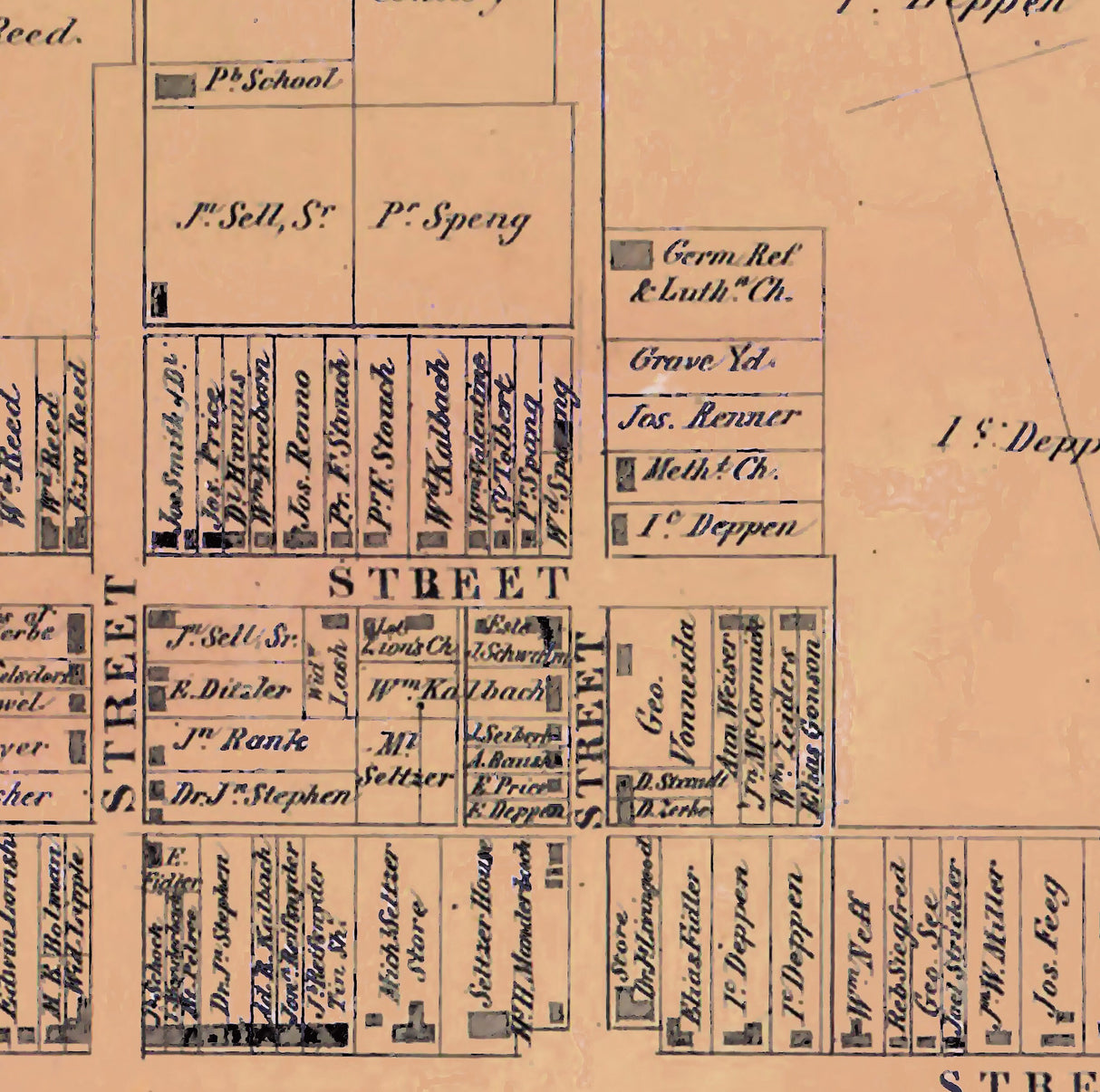 1860 Town Map of Womelsdorf Berks County Pennsylvania