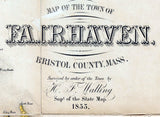 1855 Town Map of Fairhaven Bristol County Massachusetts