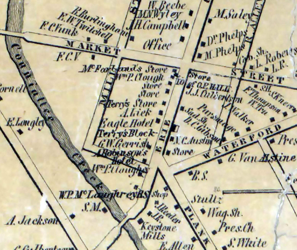 1855 Town Map of Edinboro Erie County Pennsylvania
