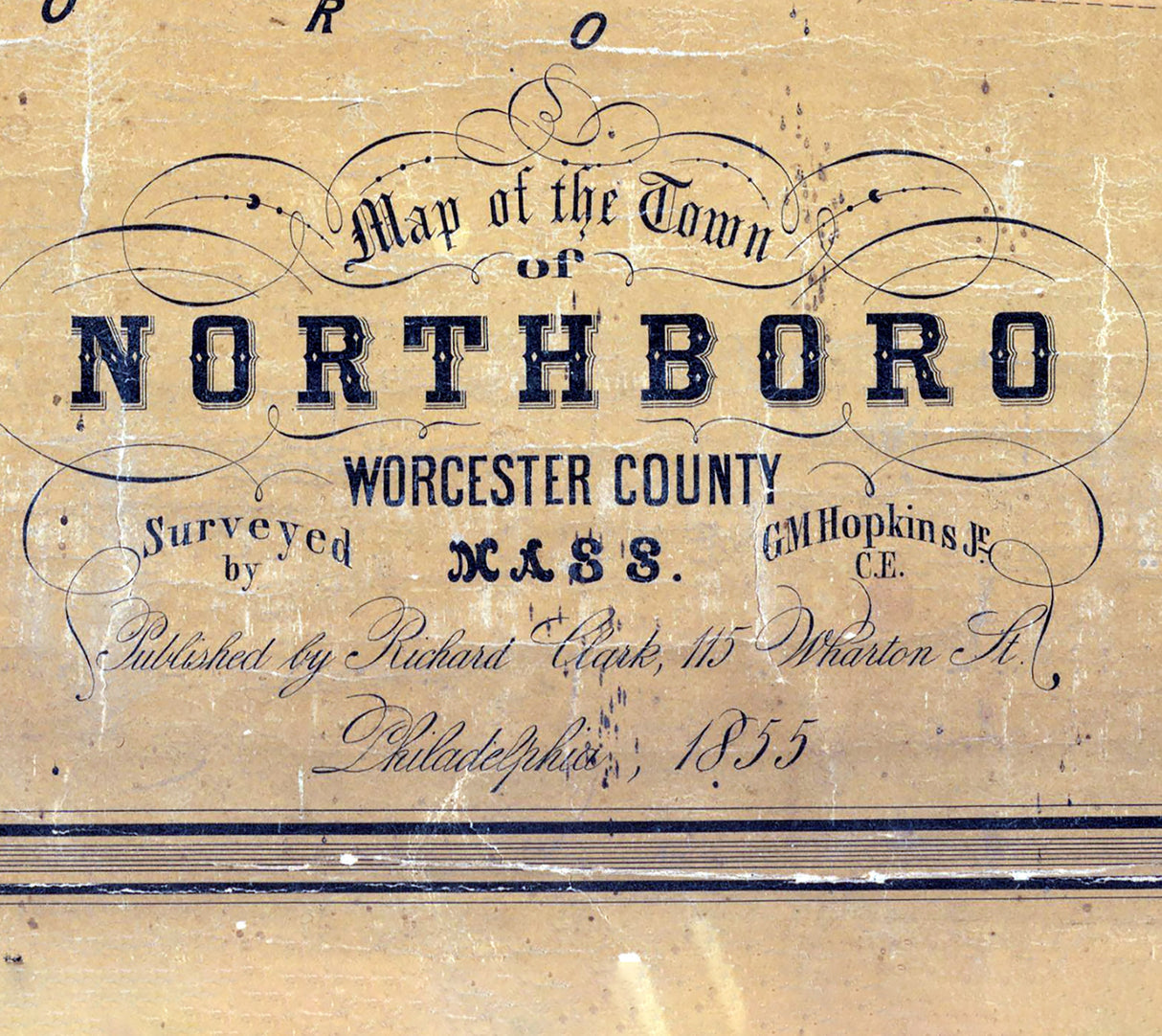 1855 Town Map of Northboro Worcester County Massachusetts