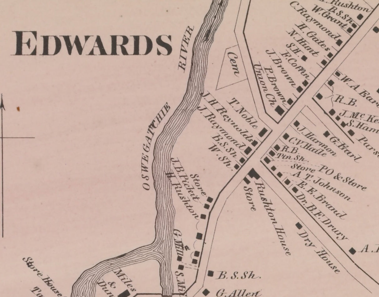 1865 Map of Edwards Township Saint Lawrence County New York