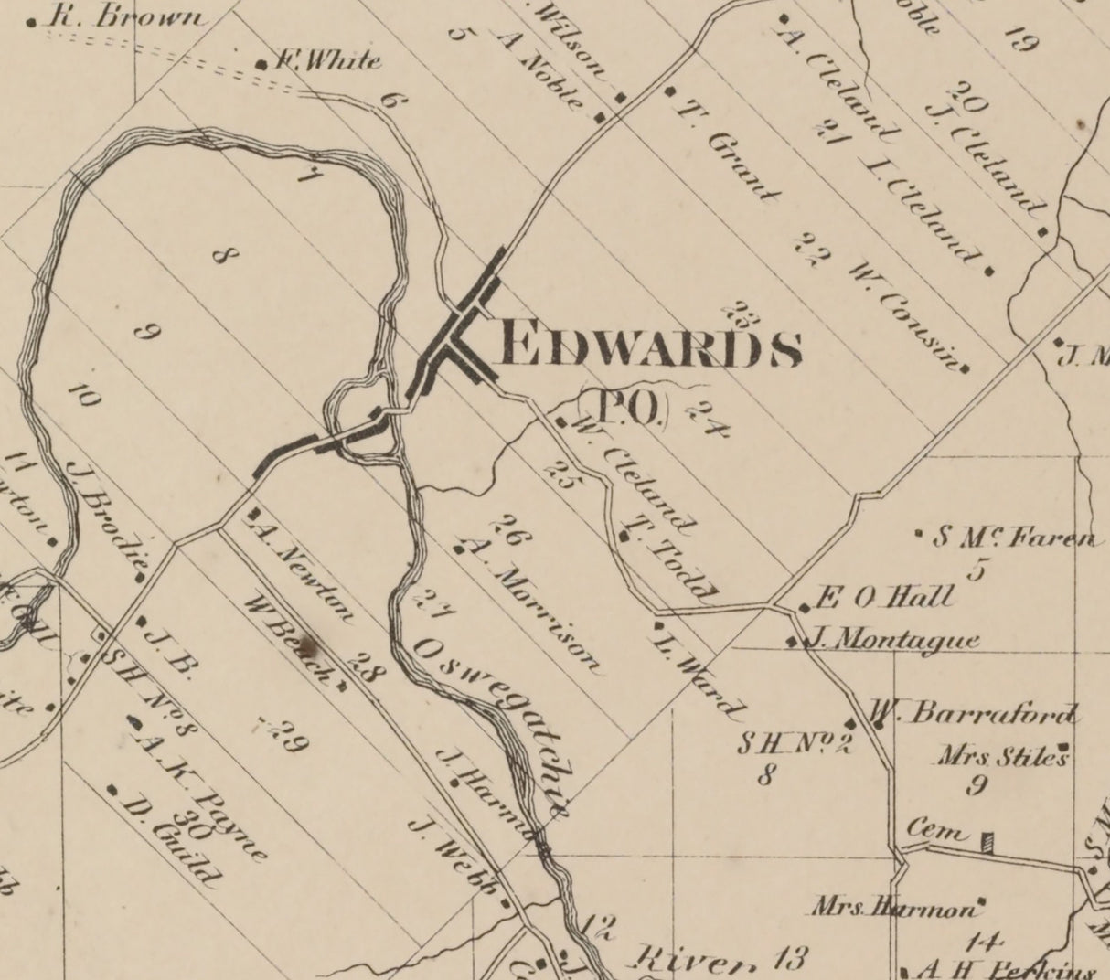 1865 Map of Edwards Township Saint Lawrence County New York